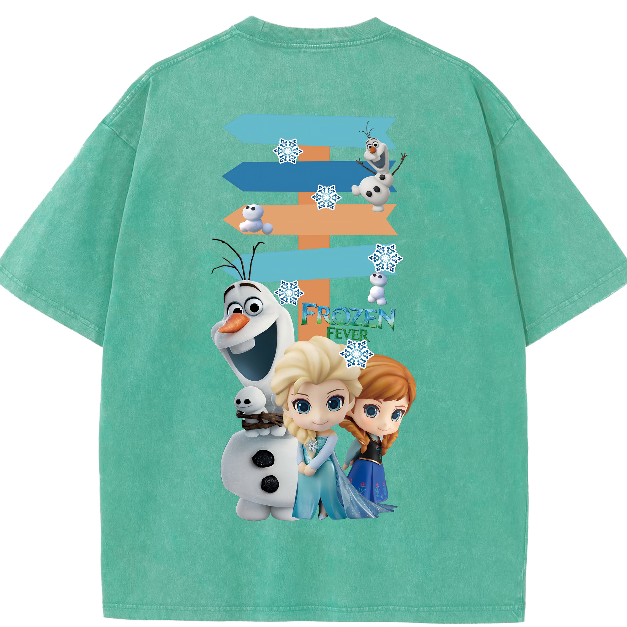 （画像用） アナと雪の女王 アンナ エルサ Frozen Anna Elsa 綿100% ヴィンテージ風 半袖Tシャツ（背面プリント）
